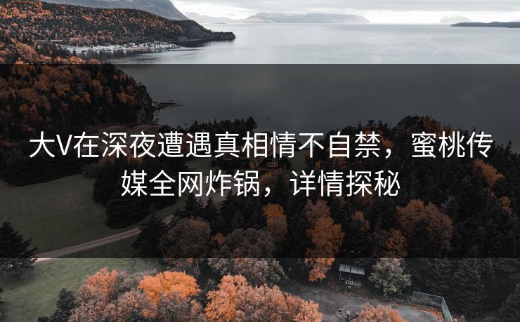 大V在深夜遭遇真相情不自禁，蜜桃传媒全网炸锅，详情探秘