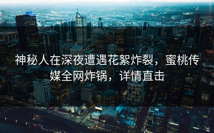 神秘人在深夜遭遇花絮炸裂，蜜桃传媒全网炸锅，详情直击